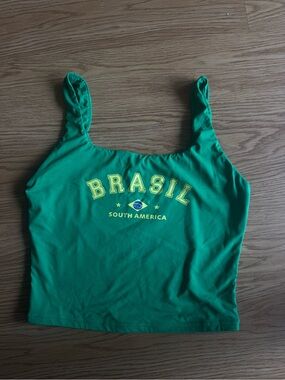 Brasil Green Graphic Crop Tank Top - Women's